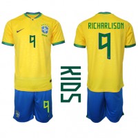 Dětský Fotbalový dres Brazílie Richarlison #9 MS 2022 Domácí Krátký Rukáv (+ trenýrky)